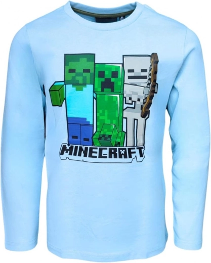 Minecraft fiú hosszú ujjú póló, világoskék