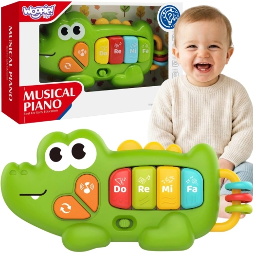 Woopie baby interaktív krokodil zongora hangokkal és fénnyel 18 hó+