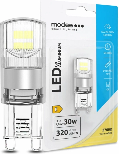 LED G9 izzó 2,6 W meleg fehér alumínium MODEE