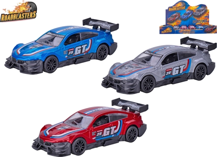 Fém sportautó modell Roadblasters visszahúzós meghajtással, 11,5 cm