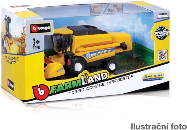 Bburago Farmland kombájn New Holland TC5.90 18 cm – fém modell tartozékokkal
