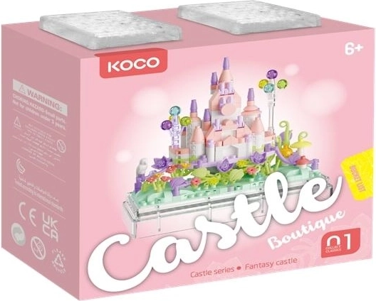 KOCO építőkészlet rózsaszín kastély 414 darab - 1 db