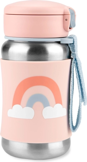 Skip Hop Spark Style rozsdamentes acél szívószálas kulacs – szivárvány, 350 ml
