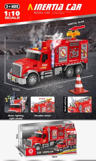 Interaktív tűzoltóautó fénnyel, hanggal és füsttel