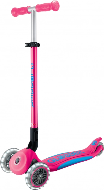 Globber Elite Lights gyermek háromkerekű roller LED kerekekkel, fukszia