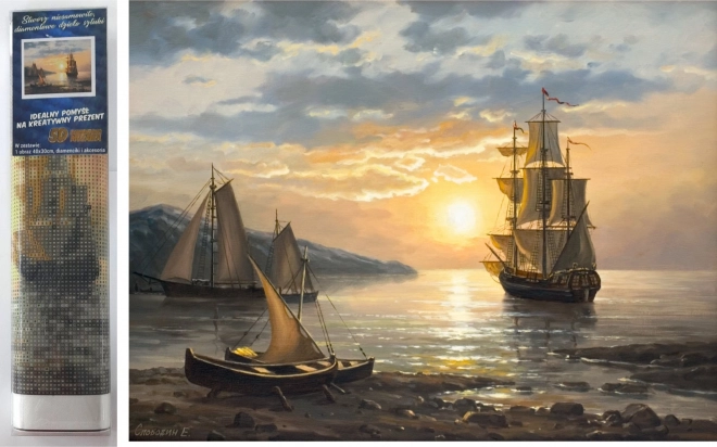 Gyémántszemes festés – vitorlás 30 × 40 cm