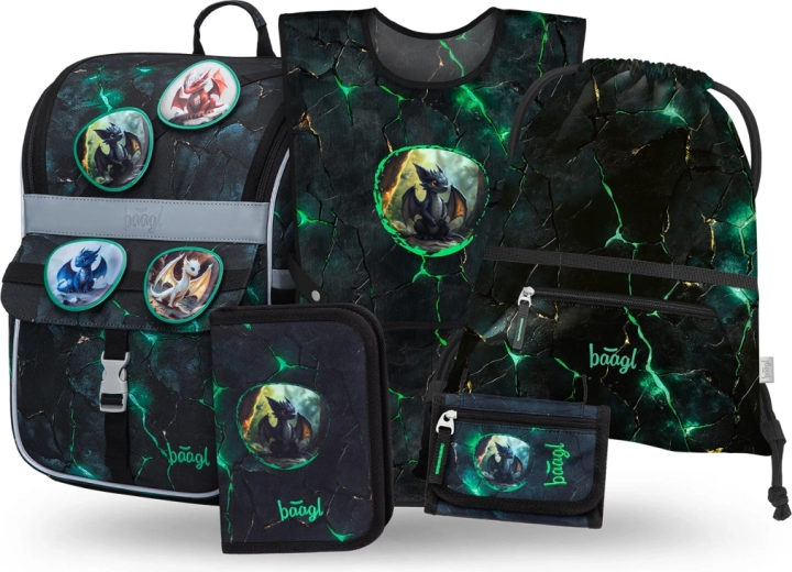 Baagl iskolai szett Zippy Sárkányok – aktatáska, tolltartó, tornazsák, kötény és pénztárca