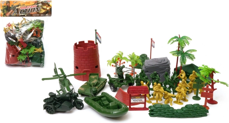 Műanyag katonák készlete zacskóban