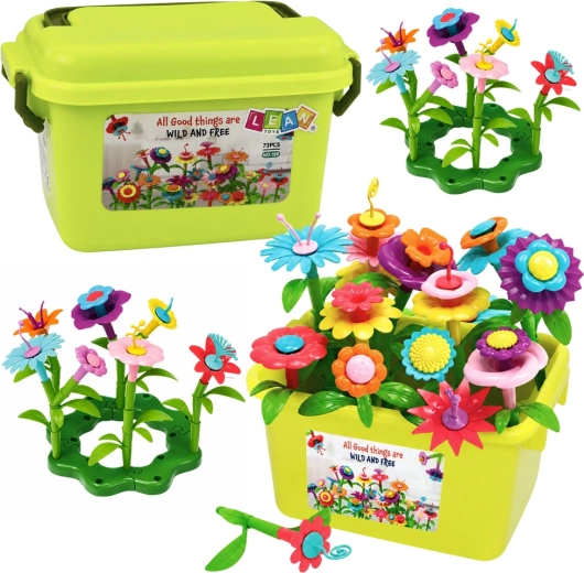 Lean Toys építőjáték virágoskert dobozban (73 db)