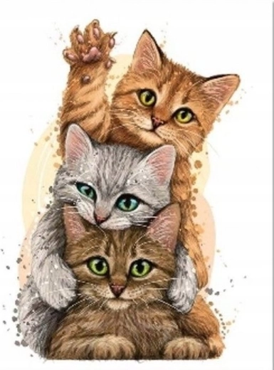 Gyémántszemes kirakó Macskapiramis 30 × 40 cm