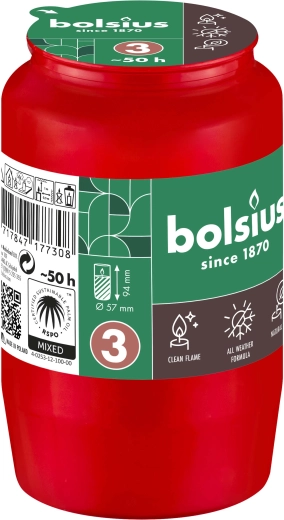 Temetői mécses betét, piros, 2,5 nap égésidő, 9,6 cm