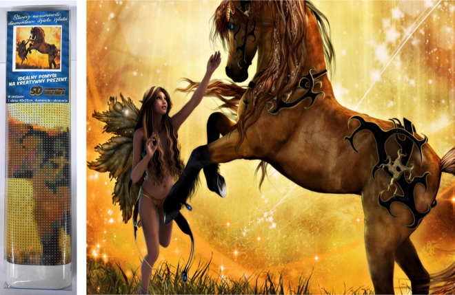 Gyémántfestés: ló megszelídítése 30 × 40 cm