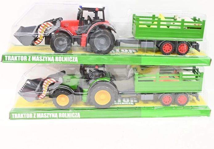 Traktor homlokrakodóval és állatfigurákkal