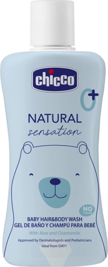 Chicco Natural Sensation 2 az 1-ben tusfürdő testre és hajra aloéval és kamillával 200 ml