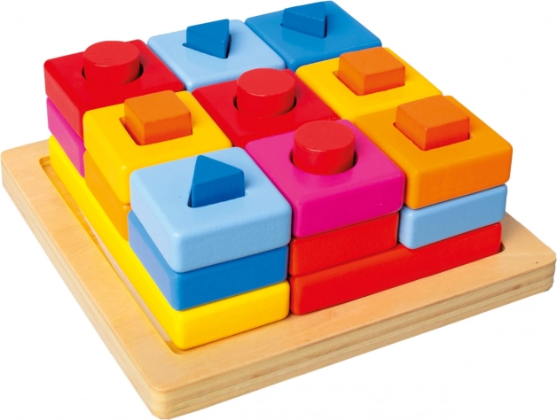 Bino színes formák fa alapon