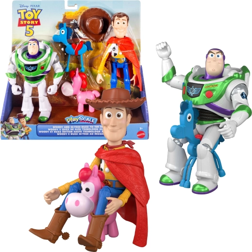 Mattel Disney Pixar Toy Story 5 Woody és Buzz Lightyear (Hi‑Tech) figura szett + 2 póni