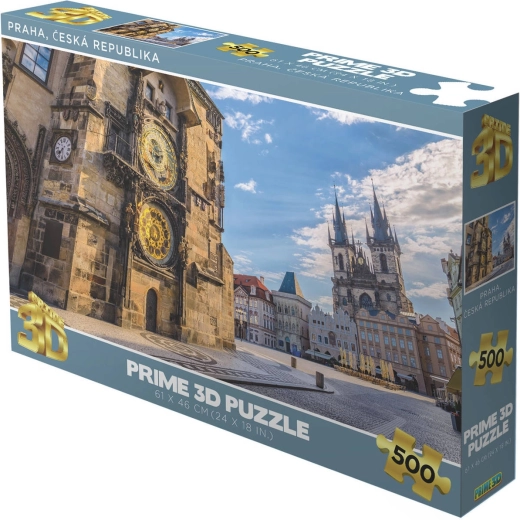 Prime 3D puzzle Cseh Köztársaság: Prága (Óvárosi tér, csillagászati óra) 500 darabos, holografikus