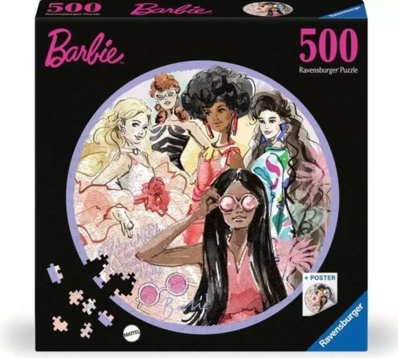 Ravensburger kerek puzzle Barbie: divatikonok 500 darabos