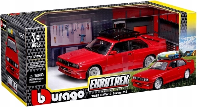 Bburago BMW M3 Touring 1988-as modell 1:24 méretarányban, piros