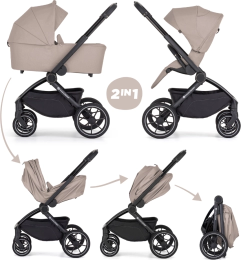 Petite&Mars kombinált babakocsi Scout 2v1 anthracite moon