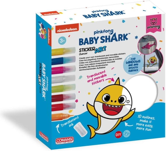 Baby Shark kreatív készlet ablakmatricákhoz és kifestéshez festékekkel