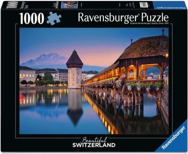 Ravensburger puzzle Gyönyörű Svájc: Kápolna híd, Luzern – 1000 darab