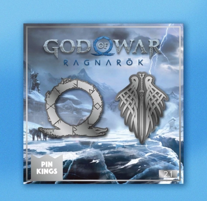 God of War Ragnarok kitűzők – 2 darabos fém készlet