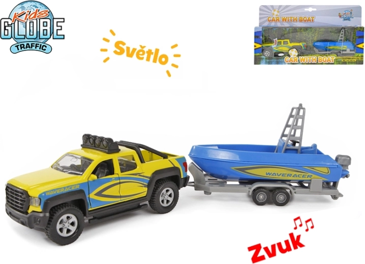 Kids Globe Traffic vontató hajóval 27 cm, fém modell fénnyel és hanggal