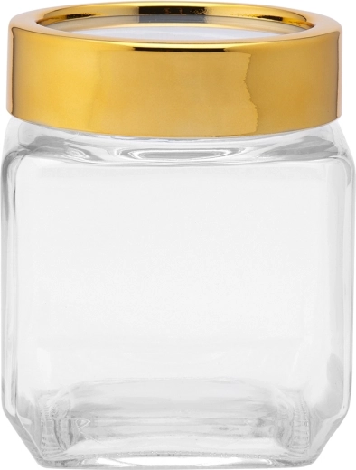 Altom Design négyzet alakú üveg tároló arany fedéllel 500 ml