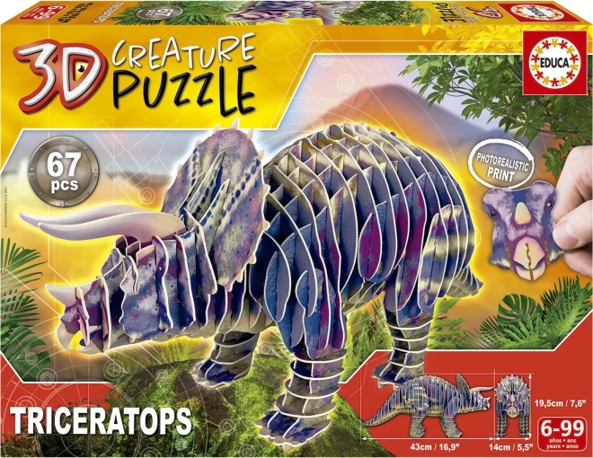 3D puzzle triceratops 67 darabbal