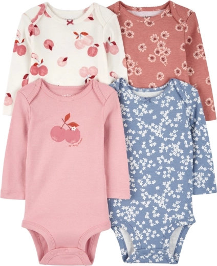 Carter’s hosszú ujjú újszülött body Pink/Blue Floral, 4 db, méret 56 (NB)