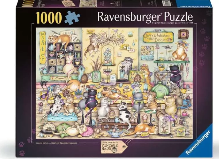 Ravensburger Puzzle Vintage Crazy Cats 20.: Húsvéti show, 1000 darabos