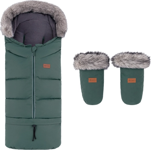 Petite&Mars Arctic 4 az 1-ben téli bundazsák kesztyűkkel babakocsihoz, Fjora, khaki
