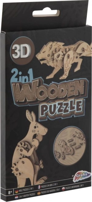 Fa 3D puzzle 2 az 1-ben kenguru és oroszlán GRAFIX