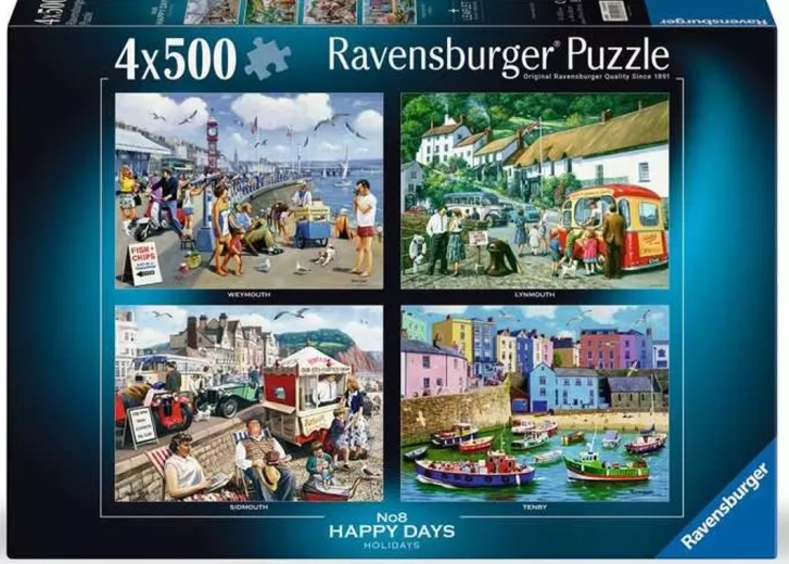 Ravensburger puzzle Happy Days: Nyaralás 4×500 darabos