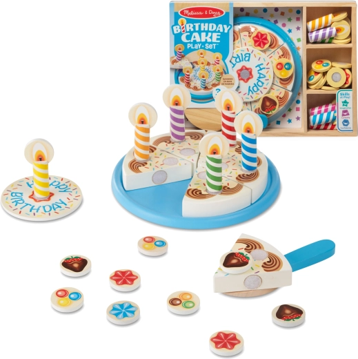Fa születésnapi torta szeleteléshez kiegészítőkkel, 34 db MELISSA & DOUG