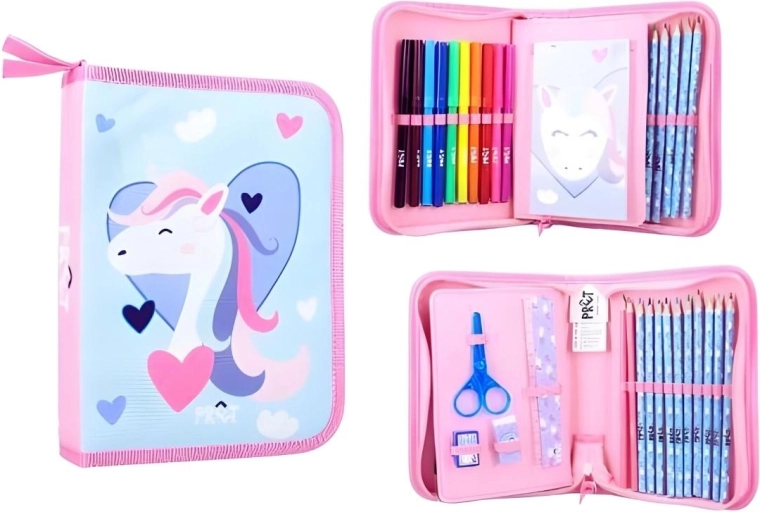 Felszerelt iskolai tolltartó Unicorn