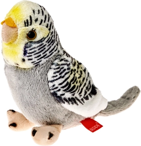 Plüss hullámos papagáj, szürke, 13 cm