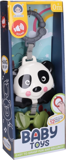 Felhúzható zenélő panda felakasztható kivitelben 29 cm - 1 db
