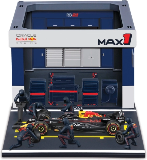Bburago Pit Pass szett Formula Racing F1 – Oracle Red Bull Racing RB21 2025 #1 Max Verstappen 1:43