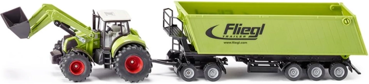 Siku Farmer traktor elülső rakodóval és billenő utánfutóval