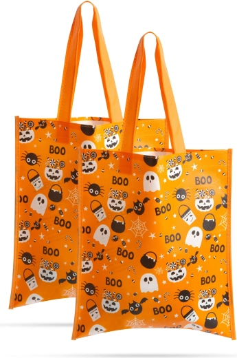Halloween-i ajándéktáskák, narancssárga, 27 × 31 cm, 2 db