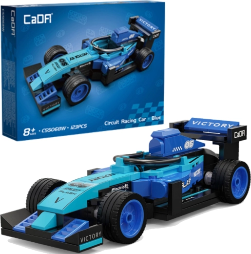 CaDA építőkészlet versenyautó Circuit Racing Car Blue – 123 darab