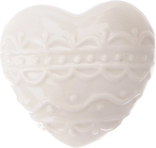 Fehér porcelán szív 6 × 4 × 6 cm
