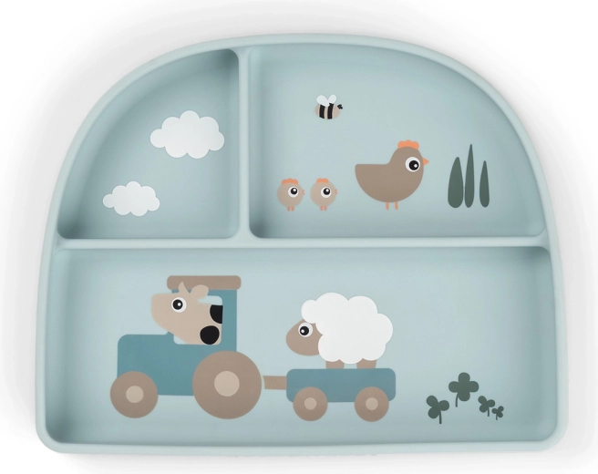 Done by Deer Stick&Stay Tiny farm tapadókorongos, osztott tányér – kék