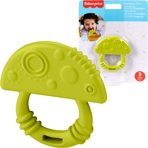 Zöld, gombafejű babarágóka – puha, texturált FISHER-PRICE