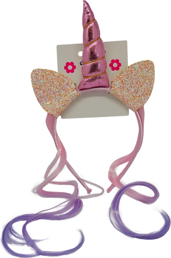 Egyszarvús fejpánt színes póthajjal gyerekeknek