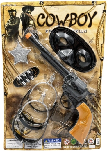 Kovboy szett gyerekeknek – revolver, tok és seriffjelvény