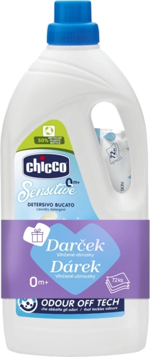 Chicco Baby Sensitive mosógél 1,5 l + nedves törlőkendő 72 db ingyen