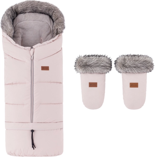 PETITE&MARS Arctic 4 az 1-ben téli lábzsák kesztyűvel Fjora Rose Petal – 2 db